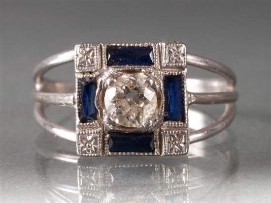 Art Deco diamond and sapphire unmarked 137373