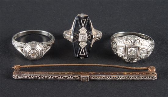 Group of Art Deco white gold diamond 137395