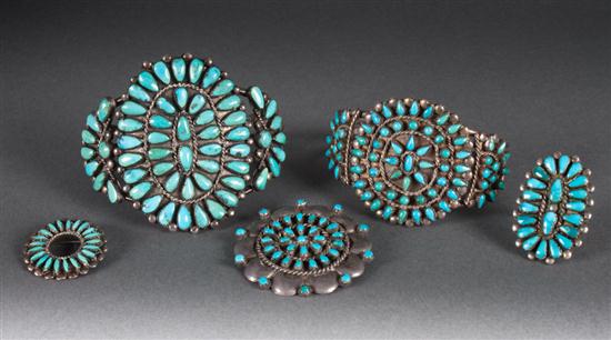 Assorted Zuni silver and turquoise