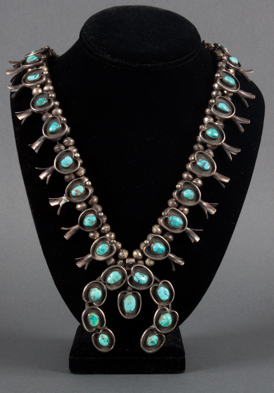 Sterling silver and turquoise squash 1373ab