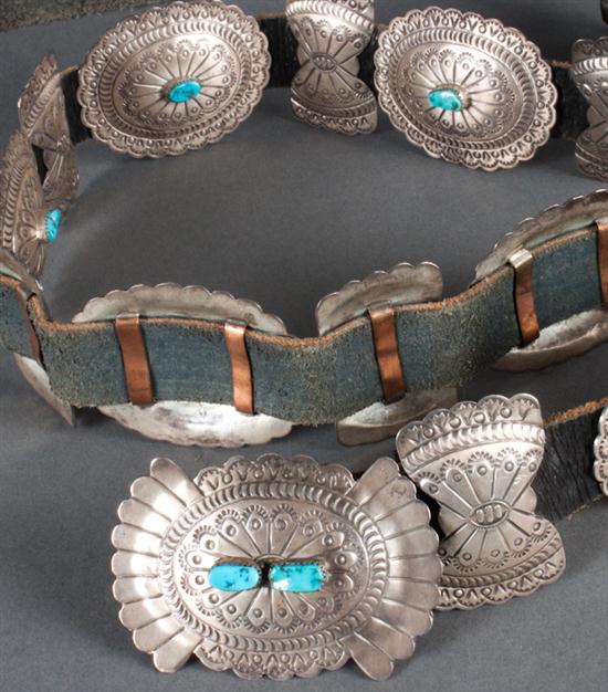 Sterling silver turquoise and leather 1373af