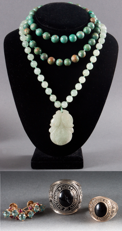 Assorted jade gemstone silver and