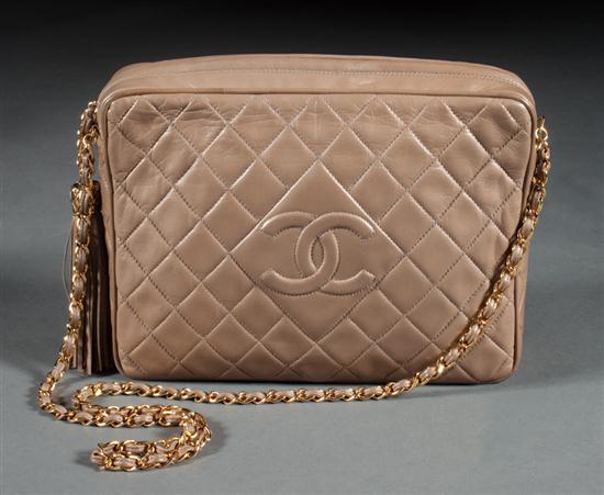 Chanel tan leather quilted purse 1373d8