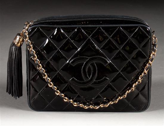 Chanel black patent leather purse