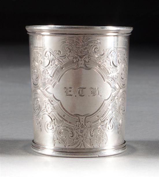 American engraved coin silver cup 1373f1