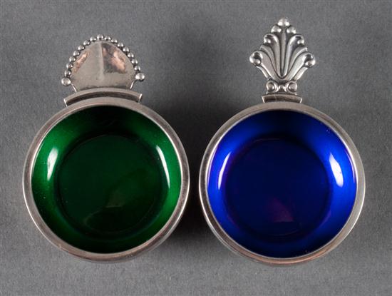 Two Georg Jensen open salts with enameled