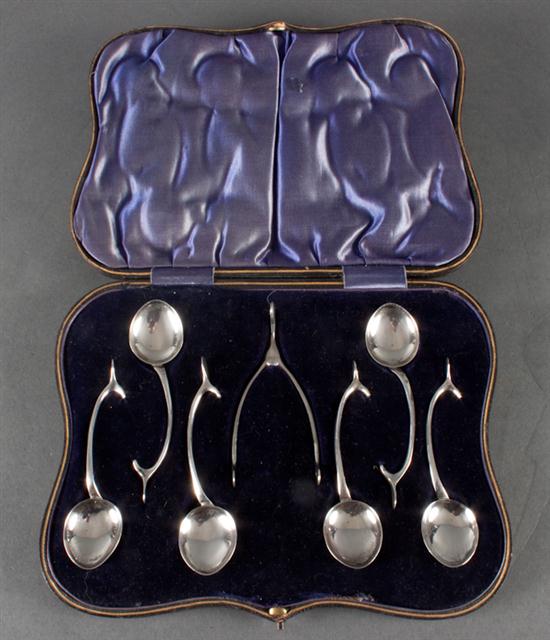 Set of six English sterling silver demitasse