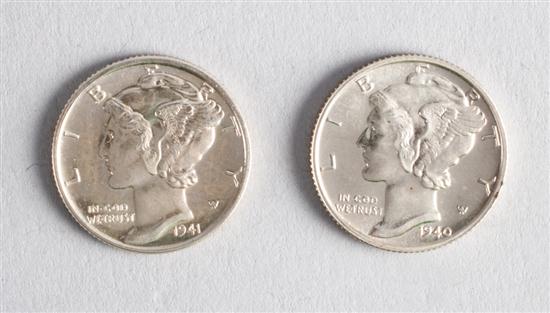 Two United States Mercury silver