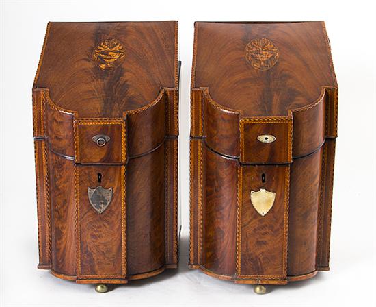 Fine pair George III inlaid mahogany