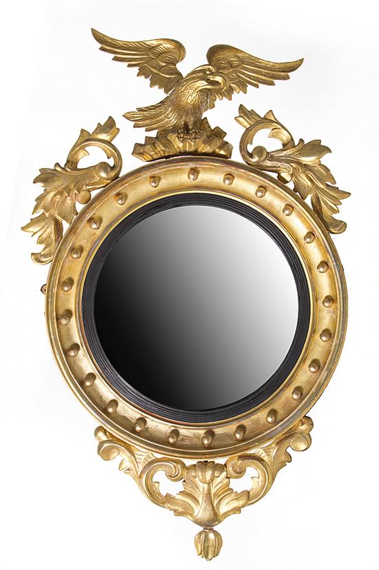 Federal style giltwood convex mirror
