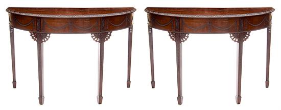 Pair Adam style carved mahogany 13758c