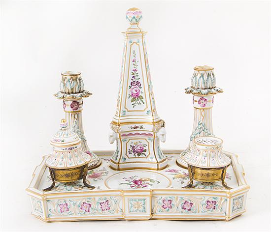 French porcelain inkstand 18th 19th 1375a3