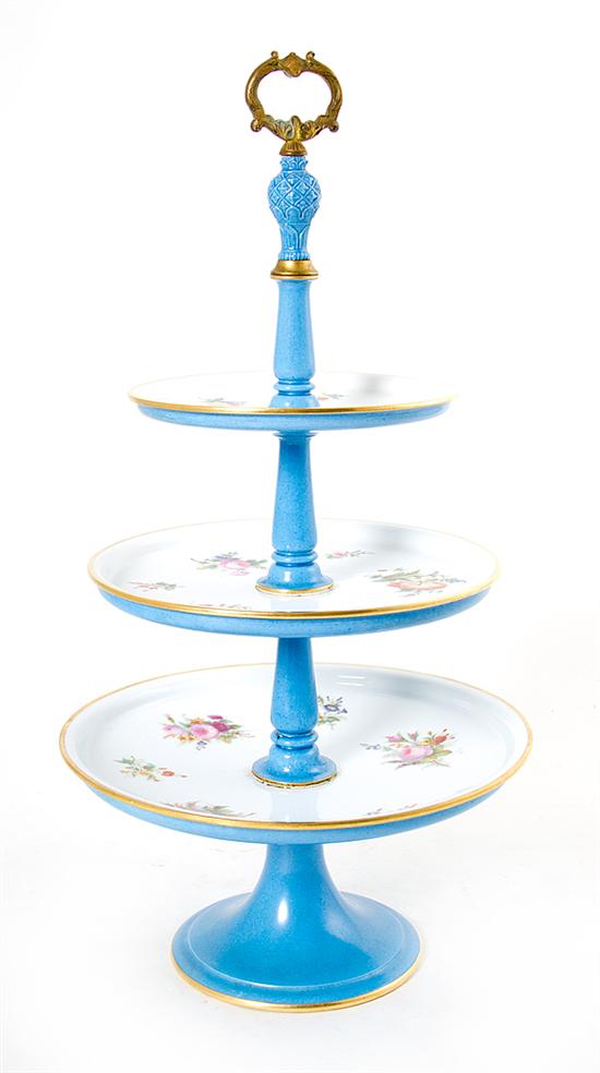 Sevres style porcelain three-tier