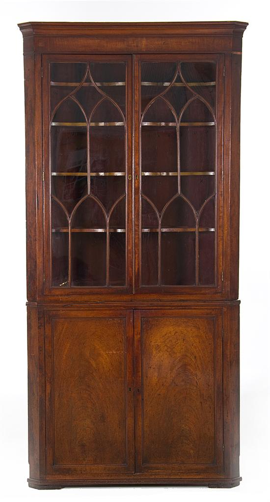 George III mahogany corner cupboard 1375be