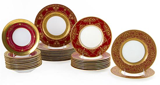 English gilt porcelain plates early