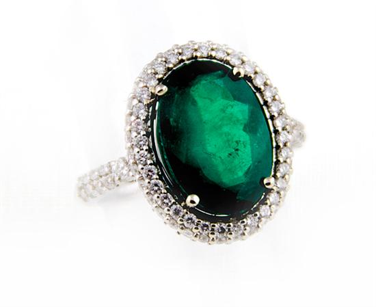 Emerald and diamond cocktail ring 1375fa