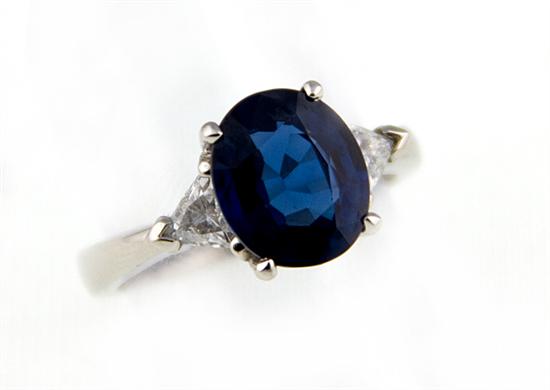 Sapphire diamond and platinum ring 1375f5