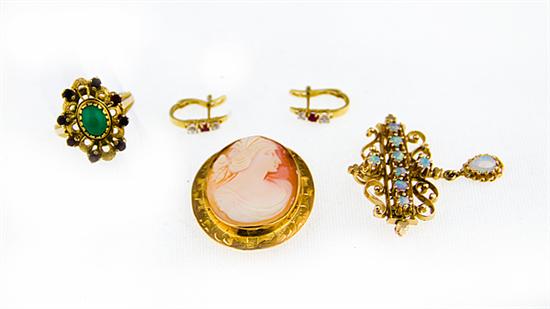 Collection of gem-set yellow gold