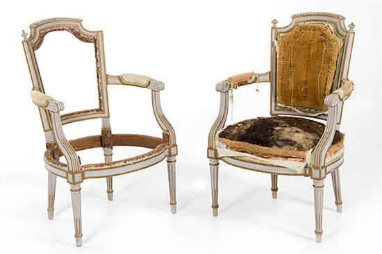 Pair Louis XVI painted fauteuils