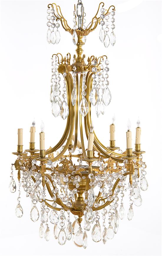 French bronze and crystal nine-light