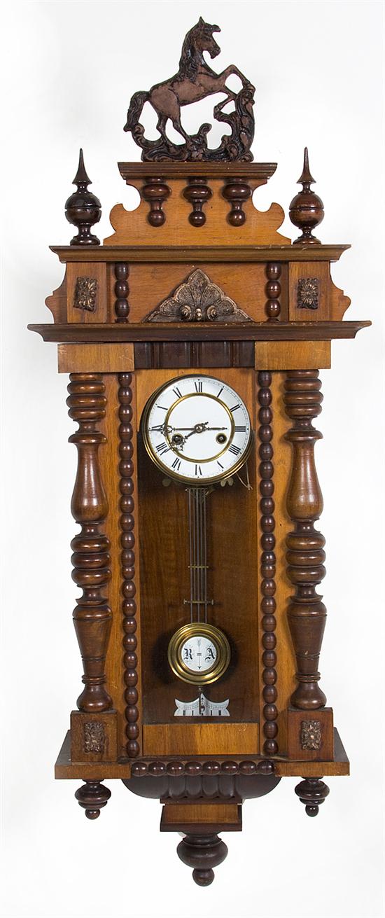 German walnut wall regulator clock 137631