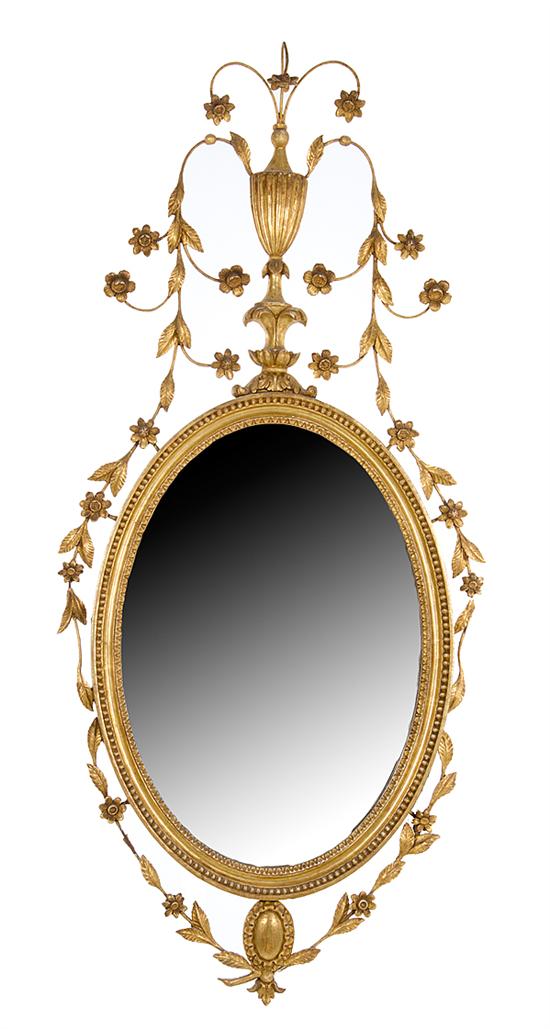 Pair Adam style oval giltwood mirrors 137649