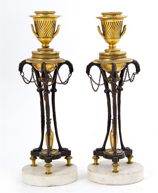 Pair French Empire parcel-gilt