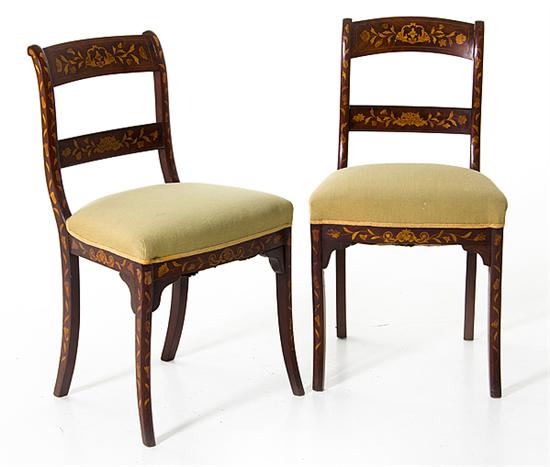 Pair Continental marquetry inlaid