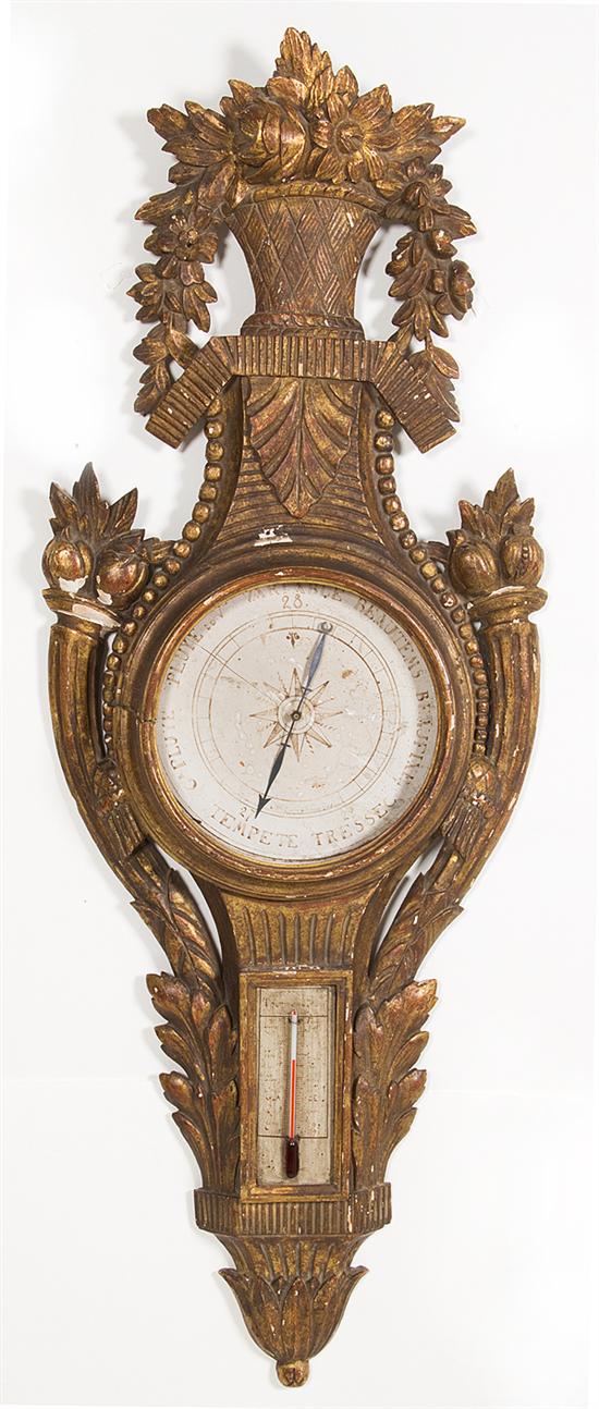 Louis XV carved giltwood barometer