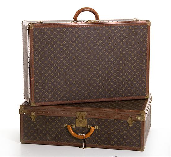Pair Louis Vuitton Alzer suitcases