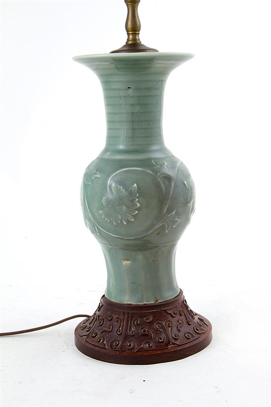 Chinese celadon vase converted