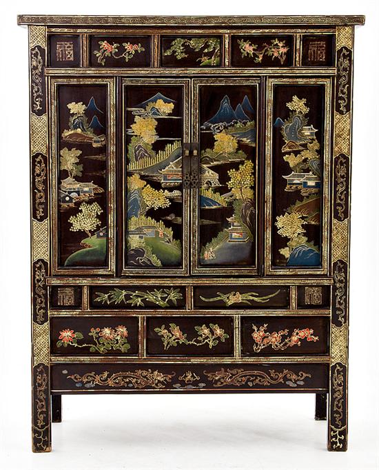 Chinese painted hardwood cabinet 1376aa