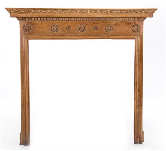 Georgian style carved pine fireplace