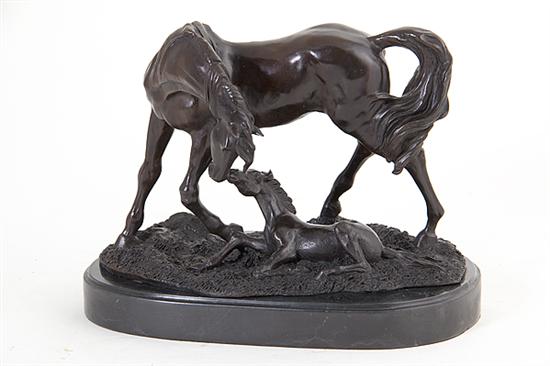 Bronze sculpture of mare and foal 1376cb