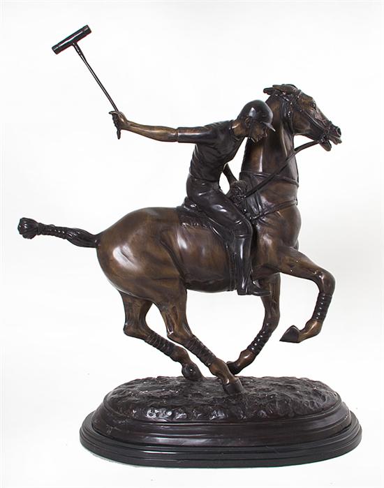Continental bronze figure of polo