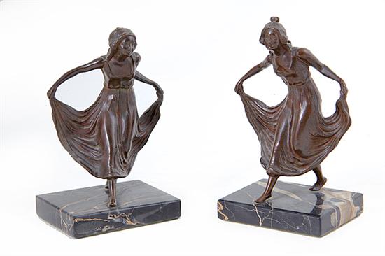 Pair Art Nouveau bronze figural 1376c8