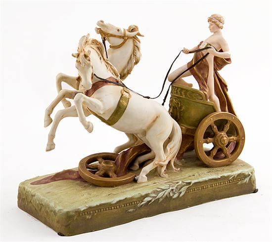 Royal Dux porcelain chariot racer early