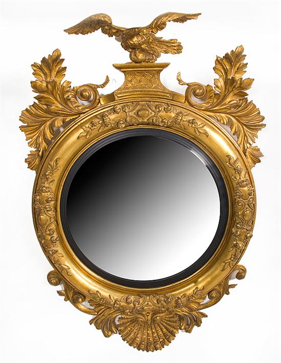 Federal style giltwood convex mirror