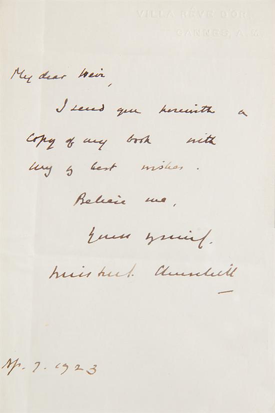 Winston S Churchill letter signed 13776d