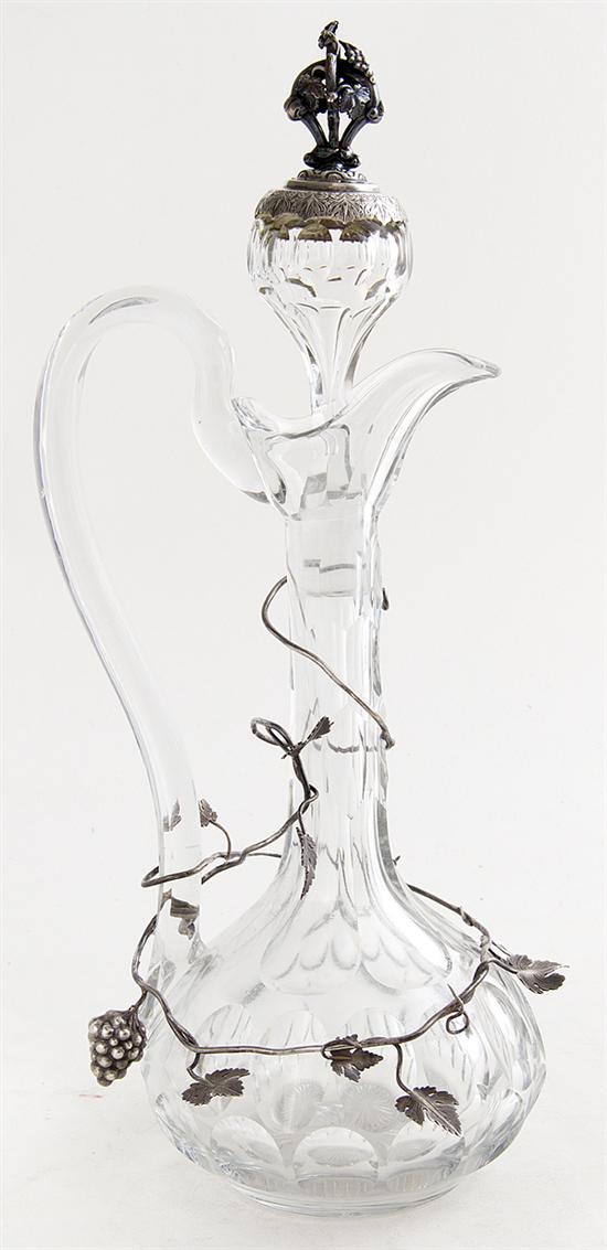 Silver-mounted cut-crystal decanter