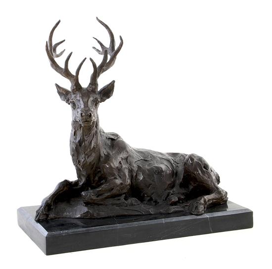 Bronze sculpture of stag (after Barye)