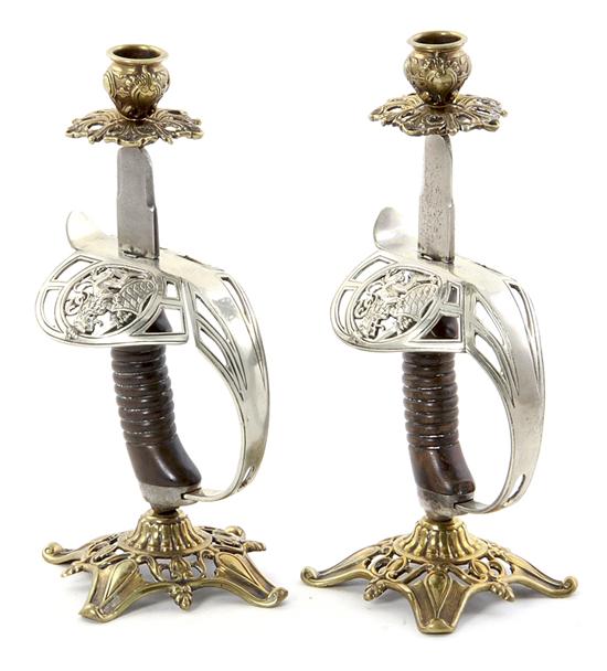 Unusual pair saber handled brass 137849