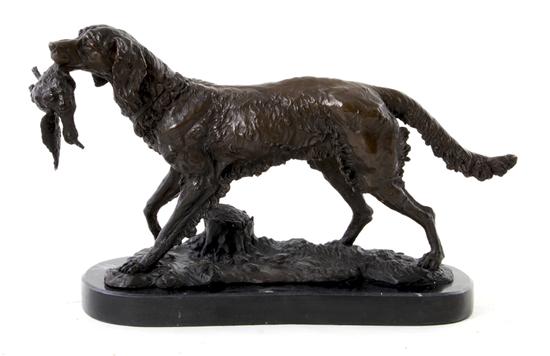 Bronze sculpture of sporting dog