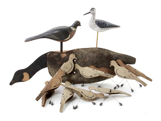 Carved shorebirds and vintage folding