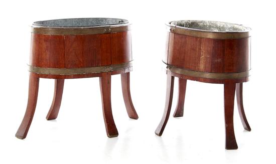 Pair Edwardian fruitwood wine coolers 13788b