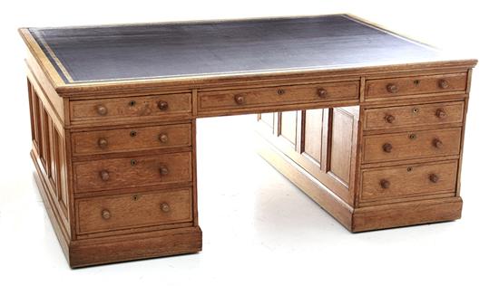 English Victorian oak partners desk