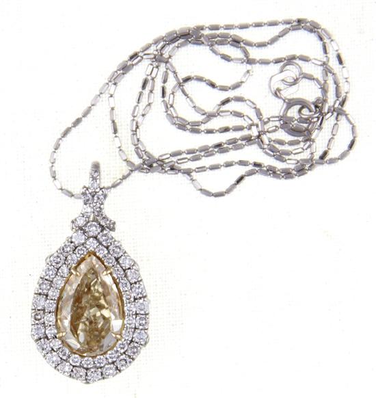 Fancy yellow diamond pendant on 1378be