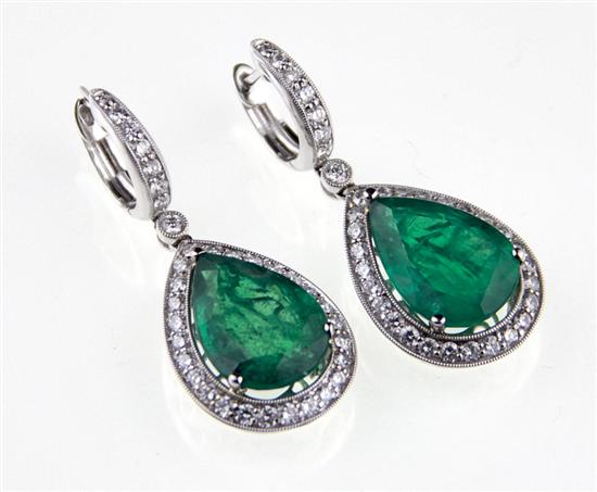 Emerald and diamond drop earrings 1378c4