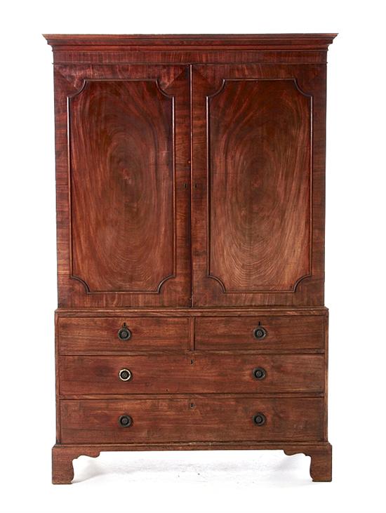 Georgian style mahogany linen press