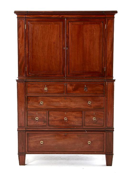 Victorian mahogany cabinet on chest